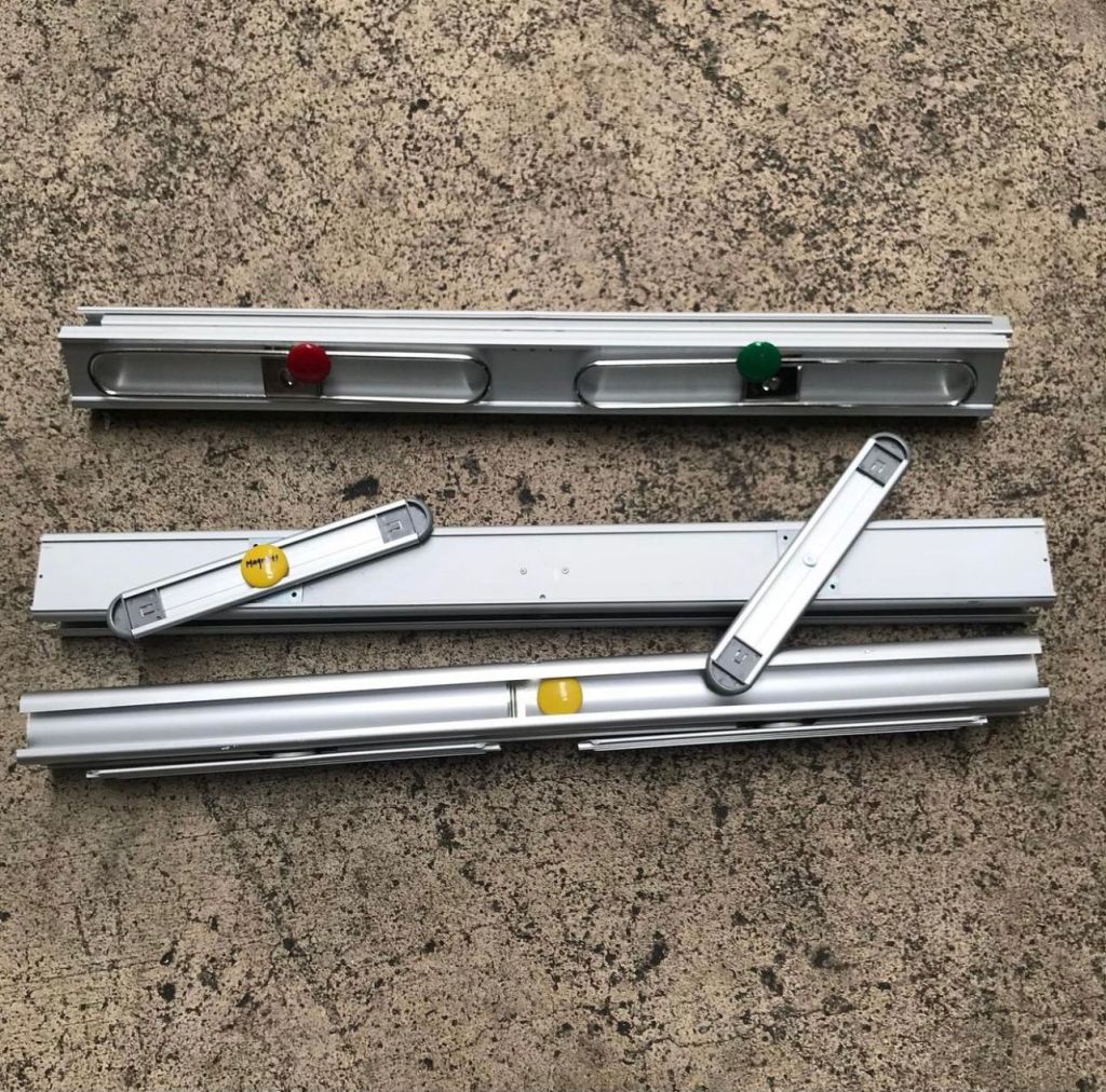 Aluminium banner stands with plastic attachments collected for recycling in Singapore.